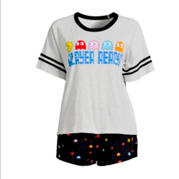 NWT L 12 14 ladies pac man gaming summer pajamas socks retro mothers day gaming - Picture 1 of 6